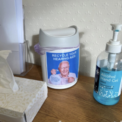 Poster in Hearing Aid Recycling Donation point